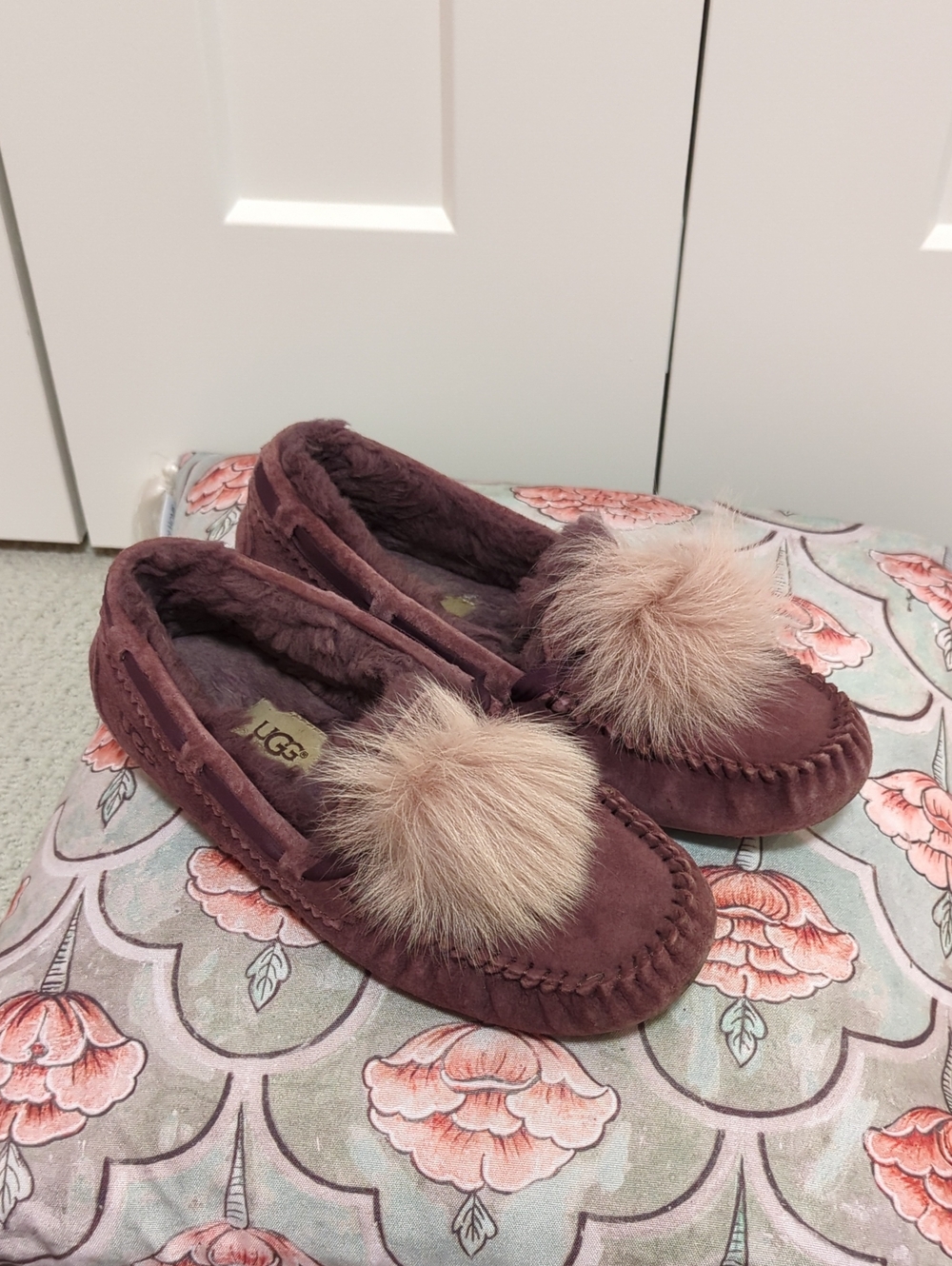 UGG Women's Plum Suede Pom Pom Loafers